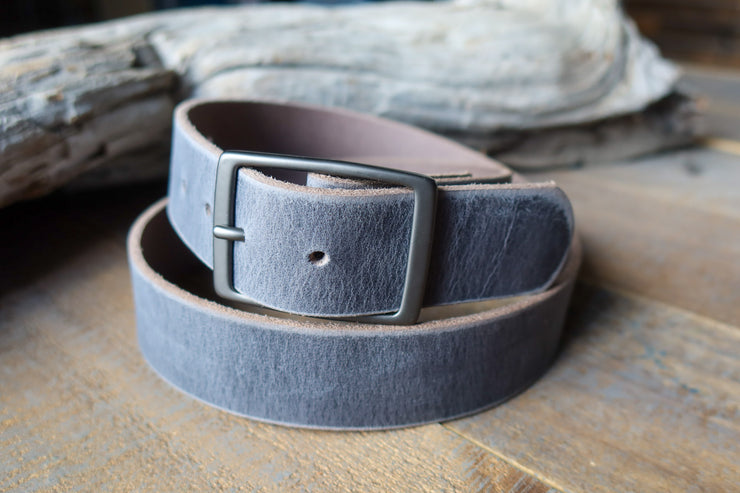 STONE GRAY LEATHER BELT