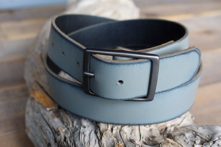 DISTRESSED SLATE LEATHER BELT