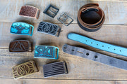 DISTRESSED AQUA LEATHER BELT