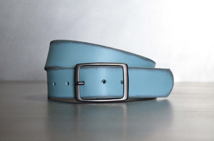 DISTRESSED VERDIGRIS LEATHER BELT