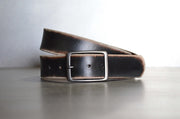 DISTRESSED BLACK LEATHER BELT