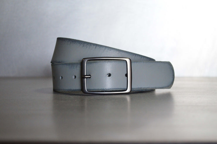 DISTRESSED SLATE LEATHER BELT