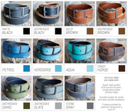 DISTRESSED VERDIGRIS LEATHER BELT