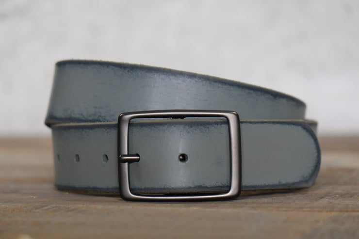 DISTRESSED SLATE LEATHER BELT