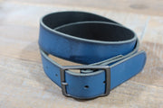 DISTRESSED PETROL LEATHER BELT